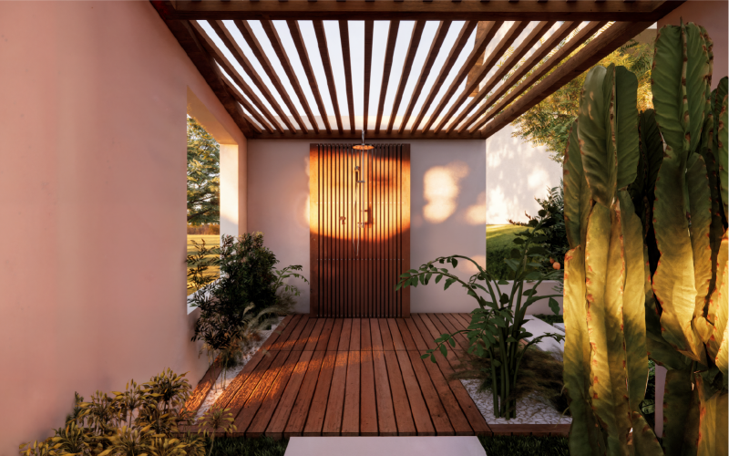 Réalisation d’un pool house sur-mesure dans un esprit maison de maître béarnaise.