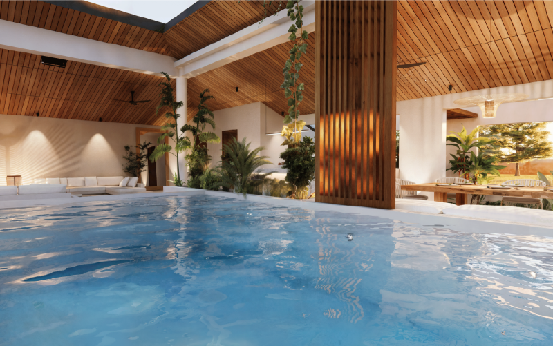Entre montagne et élégance : un pool house inspiré du patrimoine architectural béarnais.