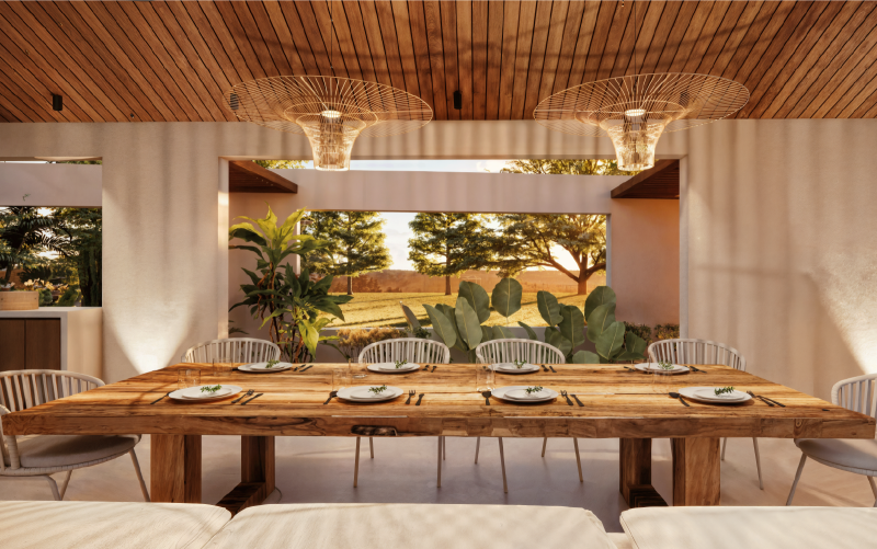 Pool house traditionnel chic : influences béarnaises et design épuré.