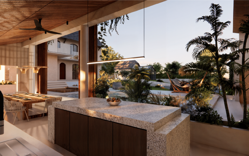Le style béarnais s’invite dans les extérieurs avec un pool house d’architecte.