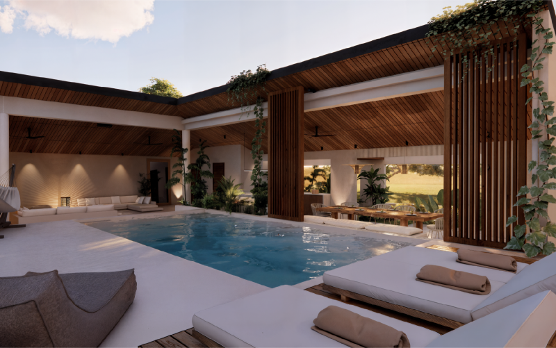 Construire un pool house au charme régional dans les Pyrénées.